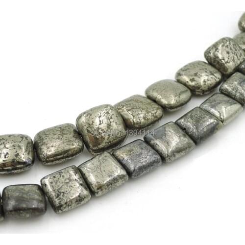 Natural Pyrite Flat Square Straight Hole Beads Strand For Making Bracelets Or Necklaces Jewellery Approx 16 Inches