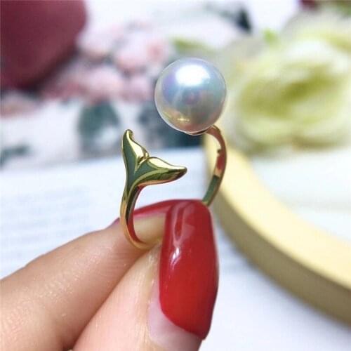 ADJUSTABLE Gold Plated Mermaid Tail Shape Ring Mountings Findings Jewelry Settings Parts for Pearls Beads Stones, 10pcs/lot