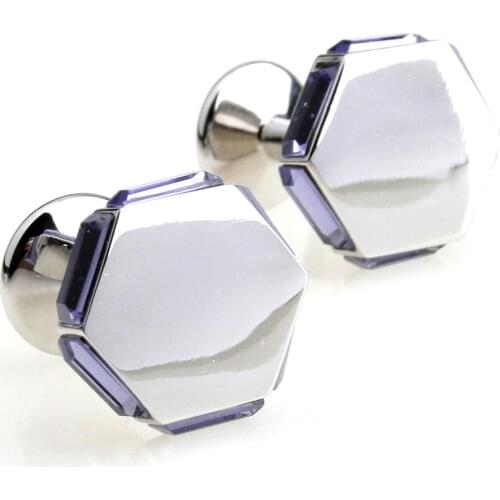 Retail Quality Crystal Purple Crystal Hexagon Nail Sleeve 156273 Cuff Links
