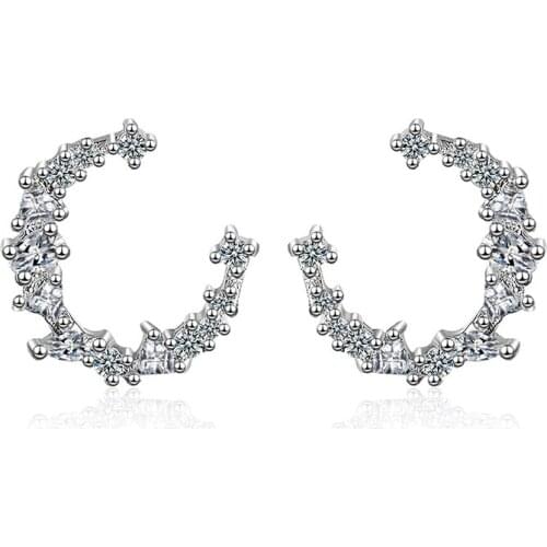 Exquisite Moon 3A Zirconia Earrings Fashion Jewelry Stud Earrings Wedding Party Accessories Gift for Women oorbellen 2018