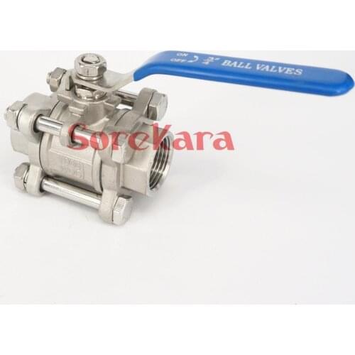 DN10 3/8" BSP Female Thread 304 Stainless Steel 3-Piece Type Ball Valve oil water air 229 PSI