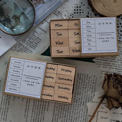 Vintage Record Memo Week Month Planner stamp DIY wooden rubber stamps for scrapbooking stationery scrapbooking standard stamp