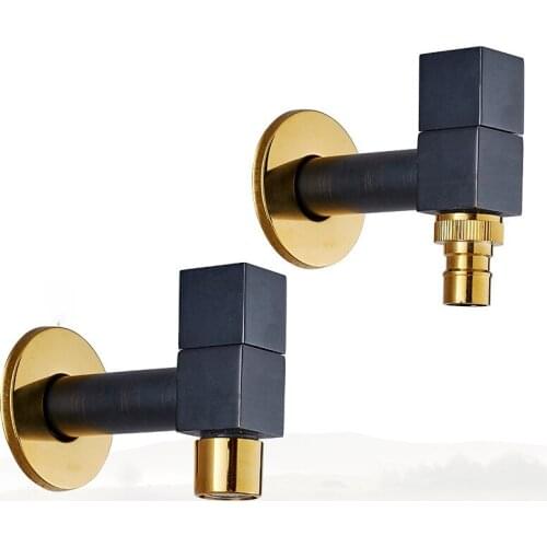 Washing Machine Faucet Copper Single Cold Wall Mounted Bibcock 1/2 Outdoor Garden Faucet Mop Pool Tap Black Oil Brushed & Gold