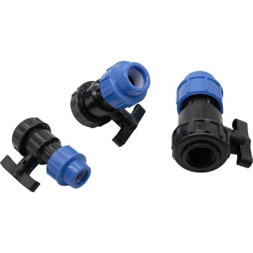 20mm to 1/2"/25mm to 3/4"/32mm to 1" Female Thread Pipe Valve Garden Irrigation Pipe Waterstop Connectors Water Control Switch