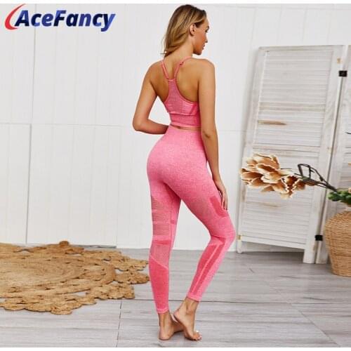Gym Clothing Leggings Crop-Top Women Fitness Hight Waist Push Up Suit 2 Piece Elastic Sportswear ZC2170 Yoga Sets Women Outfit