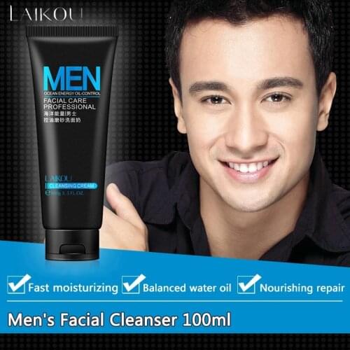 LAIKOU Men Facial Cleanser Face Washing Facial Scrubs Natural Face Wash Cleanser For Oily And Acne Prone Skin Oil Control