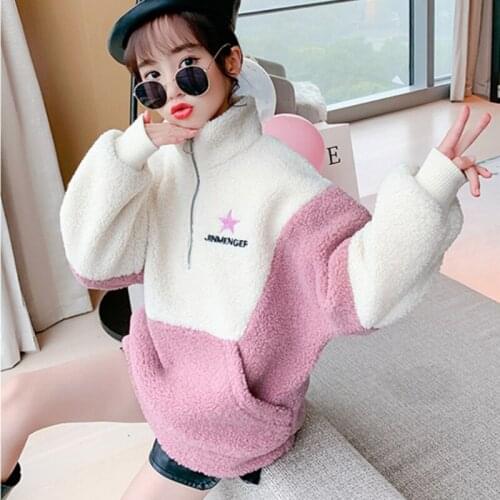 Boys' Girls' Hoodies Sweatshirts Kids Outwear 2021 Blue Plus Velvet Thicken Winter Autumn Top Pullover Cotton Childrens Clothin