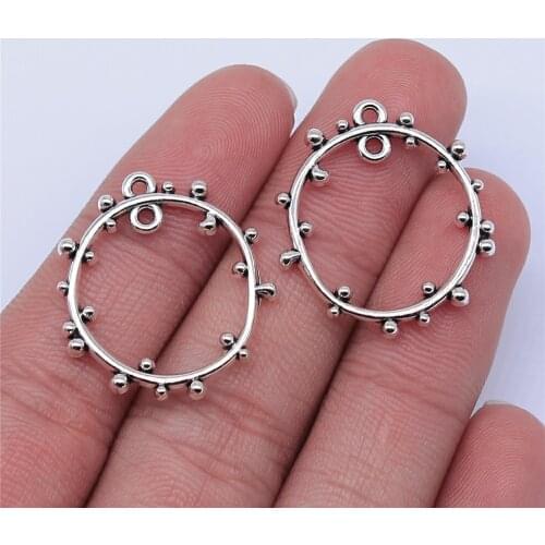 WYSIWYG 10pcs 26x24mm Antique Silver Color Earring Connector For Jewelry Making DIY Jewelry Findings