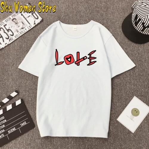 Women Lady Printing Heart Love Fashion 90s T-shirt Girl Harajuku 90S White Clothes Female Graphic Top Tee y2k tops korean