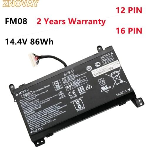 ZNOVAY 14.4V 86Wh 5675mAh FM08 Laptop Battery For HP Omen 17-an014ng HSTNN-LB8B 922753-421 922977-855 12PIN 16PIN