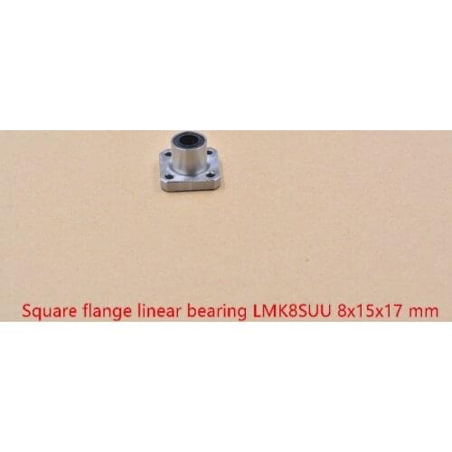 Square flange linear bearing LMK8SUU 8mmx15mmx17mm square ball bush for rod axis cnc diy 1pcs