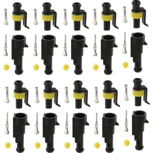 10 Pieces 1 Pin Sealed Waterproof Electrical Wire Connector Plug Car Set