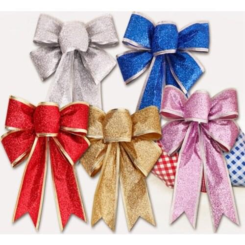 10pcs25cm Christmas Large Pink Bow Decoration Christmas Tree Gift Box Bow Wedding Party Holiday Decoration Christmas Bow