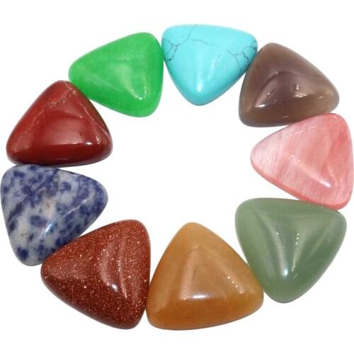 5Pcs 25MM Natural Stone Cabochons Triangle Shape Agates Quartz Jaspers Crystal Beads For Jewelry Making DIY Necklace Accessories