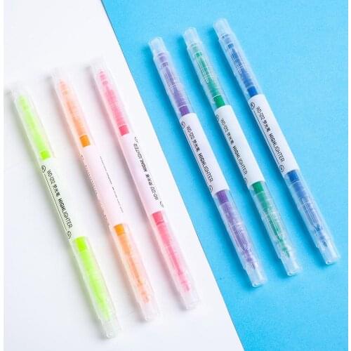 6 color double-head highlighter transparent student office stationery drawing mark highlighter stationery