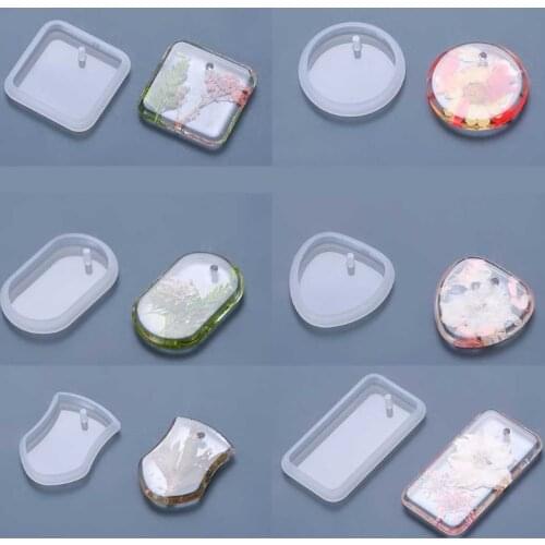 6 Pcs Keychain Epoxy Resin Mold Hanging Pendant Silicone Mould DIY Crafts Mold