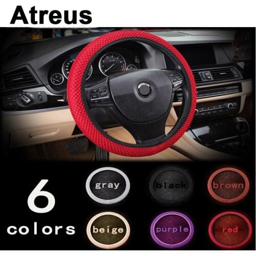 Atreus Car Accessories Steering Wheel Cover Cap Nylon Slip For Mitsubishi ASX Suzuki Subaru Acura Jeep Fiat 500 Hyundai Solaris