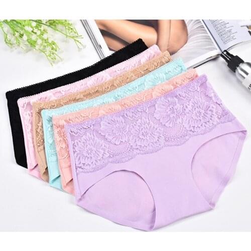 Seamless one-piece sexy cotton ladies underwear breathable lace light and comfortable briefs