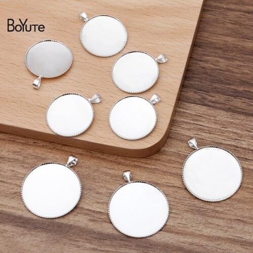 BoYuTe Custom Made (200 Pieces/Lot) Round 20MM 25MM Cameo Cabochon Base Silver Plated Diy Jewelry Pendant Blank Trays