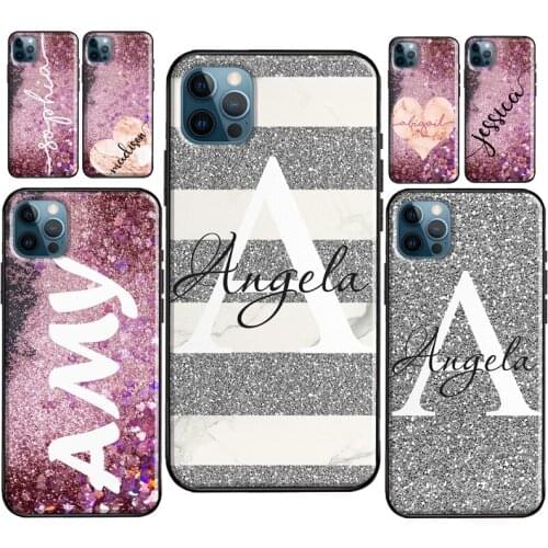 PERSONALISED Name GLITTER BLING For iPhone 12 mini Pro Max Case For iPhone 11 Pro Max SE 2020 XR X XS 6S 7 8 Plus Cover