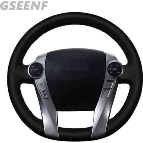 Car Steering Wheel Cover For Toyota Prius 30(XW30) 2009-2015 Prius C(US)2012-2017 Black Hand-stitched Soft Artificial Leather