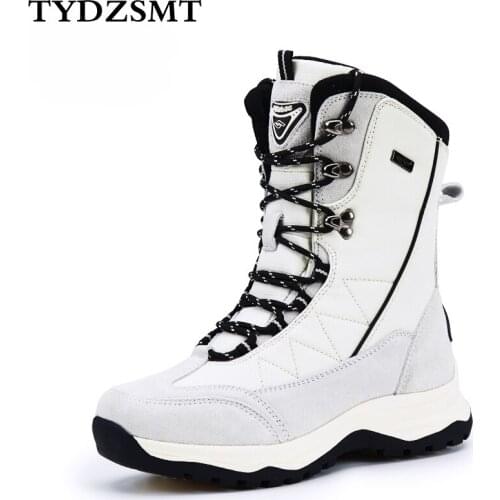 TYDZSMT Black Snow Boots Women 2021 Warm Winter Plush Mid-Calf Waterproof Ladies Booties White PU Leather Boot Women Botas Mujer