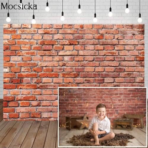 Newborn Red Brick Wall Photography Background Retro Bricks Backdrop Children Portrait Decoration Props Banner Studio Baby Shower