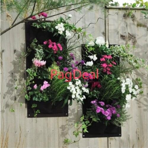 Four Pocket Horizontal L100cm x W30cm Flower Pot Hanging Vertical Garden Wall Planter Create Green Wall Easily