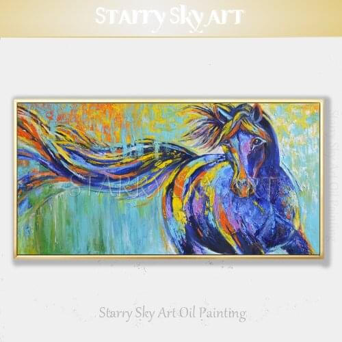 Skilled Artist Hand-painted High Quality Modern Animal Horse Oil Painting on Canvas Thick Oil Paints Horse Oil Painting for Wall