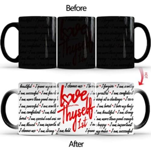 Creative 350ml Simple Love Alphabet Magic Tea Milk Coffee Ceramic Cup Color Changing Mugs Best Gifts for Boyfriend or Girlfriend