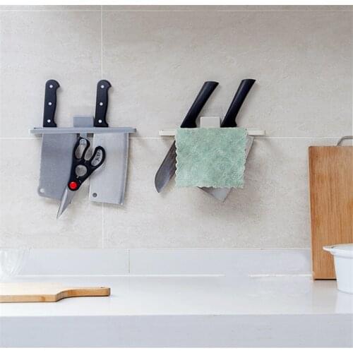 Punch-free kitchen shelf wall-mounted kitchen knife holder Household plastic knife holder wall rag bar Kitchen accessories