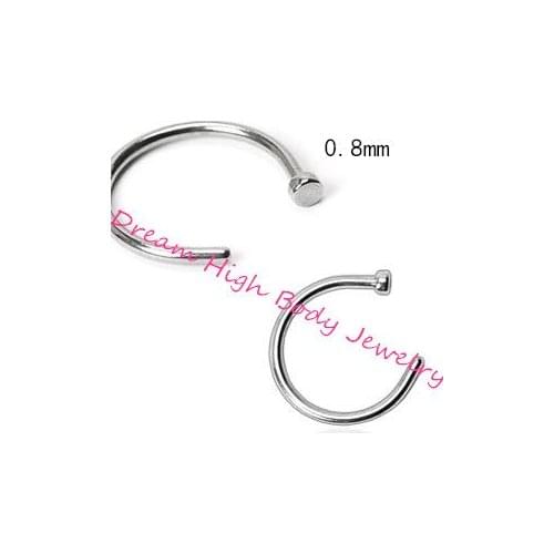 New Nose Hoop Ring Surgical Steel Eyebrow Nose Stud Cartilage Ring Stud for women Various Sizes Plain Thin Small 0.8mm 8mm 20G