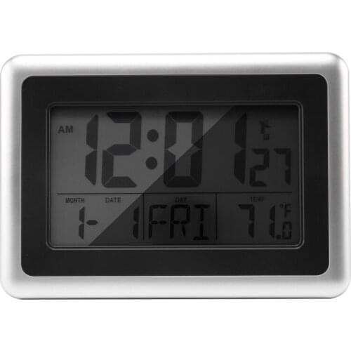 New Atomic Digital Wall Clock, Large Lcd Display, Battery Operated, Indoor Temperature, Calendar, Table Standing, Snooze Without