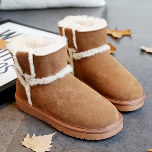 JAYX New Fashion Women Warm Snow Boots Winter Boots 100% Genuine Cowhide Leather Women Boots Ankle Shoes Size 34-43