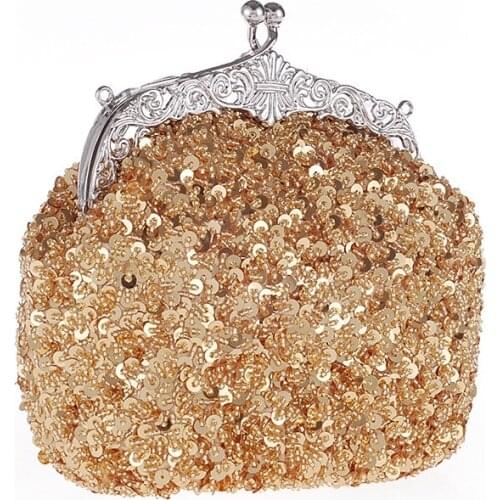 Wholesale Personalized Ladies Vintage Style Beaded and Sequin Small Clutch Bags Luxury Women Tote Handbag