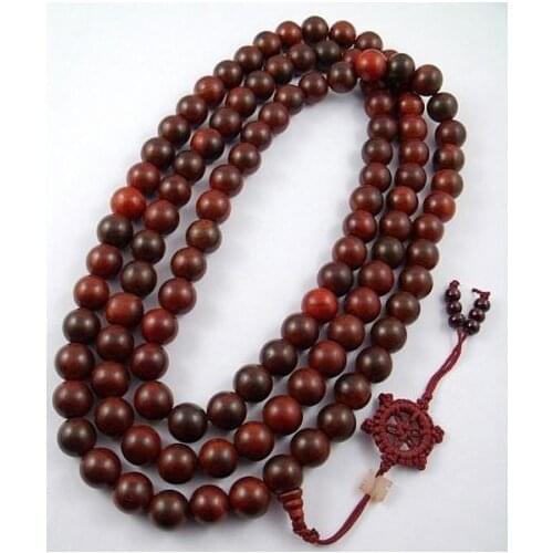 18mm HugeTibetan Buddhism 108 Red Sandalwood Prayer Bead Mala Necklace+New+No elastic