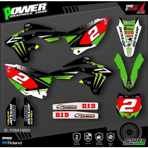 PowerZone Custom Team Graphics Decals Stickers Kit For Kawasaki Decal 2013 2014 2015 2016 KXF250 KX250F 003