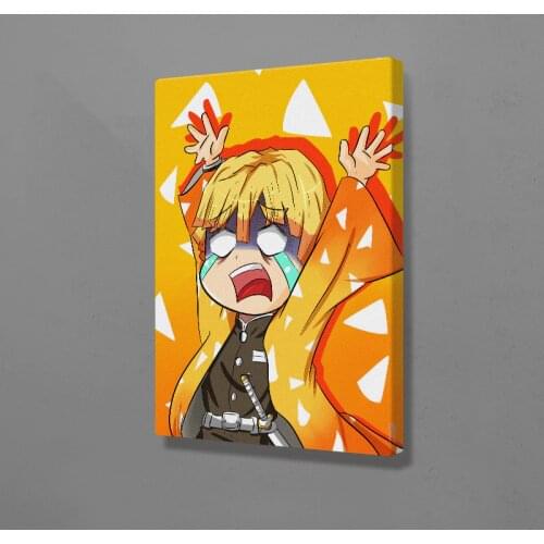 Zenitsu Agatsuma Cute Demon Slayer Kimetsu No Yaiba Poster Canvas Wall Art Decoration Prints for Home Bedroom Decor Painting