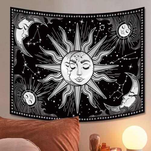 Psychedelic Sun Moon Tapestry Wall Hanging Bedroom Home Decor for Bedroom Living Room Dorm decoration mural aesthetic room decor