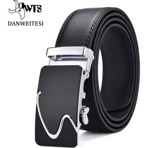 DWTS Men Belt Male Belts For Men Strap Quality Genuine Leather Belt Men Automatic Buckle black Belts Cummerbunds cinturon hombre