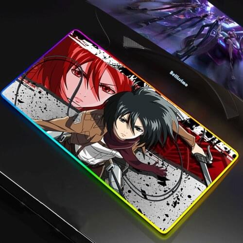RGB LED Gaming Mouse Pad XL Mousepad Cool Big Mause Pad Keyboard Desk Carpet Game Rubber No-slip Mouse Mat Gamer Attack on Titan