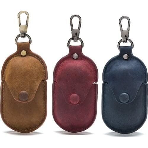 Luxury Case for Samsung Galaxy Buds+ Plus Earphone Charging Box Genuine Leather Cover for Galaxy Buds Plus Case with Keychain