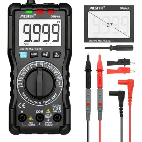 MESTEK Handheld LCD Digital Multimeter 9999Counts Multimetro Auto Ranging Multitester AC/DC Volt Amp Ohm Diode Continuity Tester