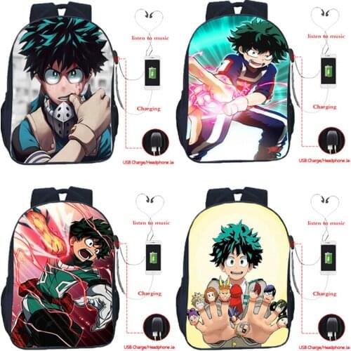Anime My Hero Academia Deku Backpack for Teenagers 2021New Usb Charging School Bag Mens Travel Backpack Students Daily Mochilas