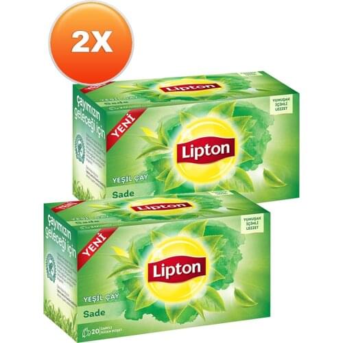 WITH ITS WONDERFUL DRINK Lipton Plain Green Glass Tea Bag 20 x 2 Gr. Binary SetFREE SHIPPING