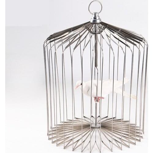 Silver Steel Appearing Bird Cage - Medium Size (Dove Appearing Cage), Magic Tricks,Stage,Illusions,Props,Novelties,Mentalism