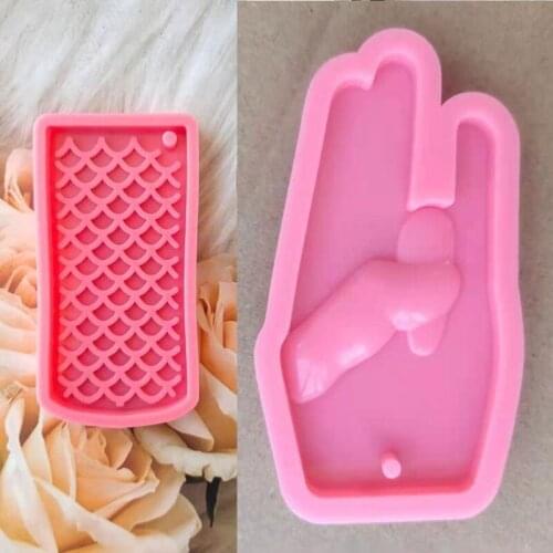 Love Gesture Hand Pendant Keychain Resin Mold Mermaid-Scales Silicone Mold Craft