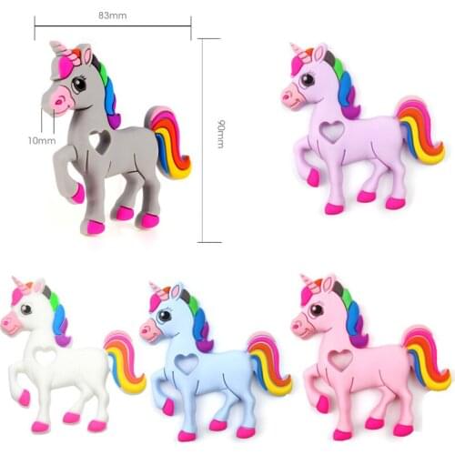Unicorn Silicone Teether Baby Teething Chewable Toys beads DIY Chew Necklace Nursing Tool Pendant Food Grade Silicone BPA Free