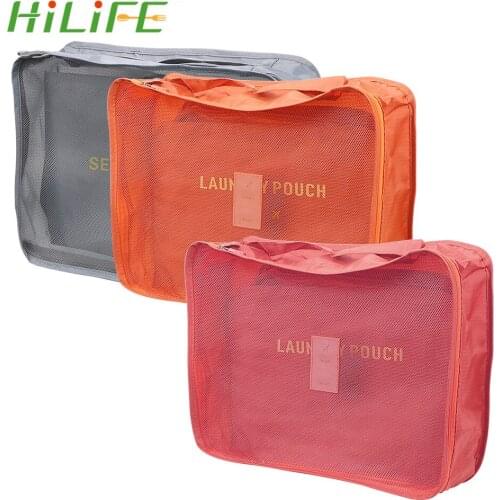 HILIFE For Clothes Shoes Cosmetic Travel Storage Bag Set Packing Cube Bag 6 Pieces/Set Luggage Tidy Organizer