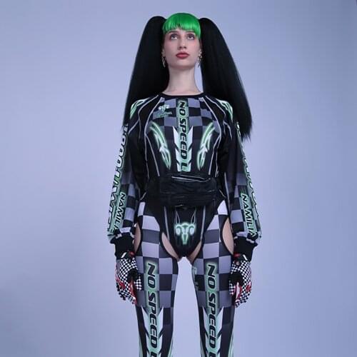 Gogo Dancer Costume Holographic Clothes Futuristic Bodysuit Pole Dance Set Stage Outfit Lady Gaga Costume DJ Clubwear DL7815